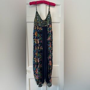Anthropologie Floral Jumpsuit with Spaghetti Straps